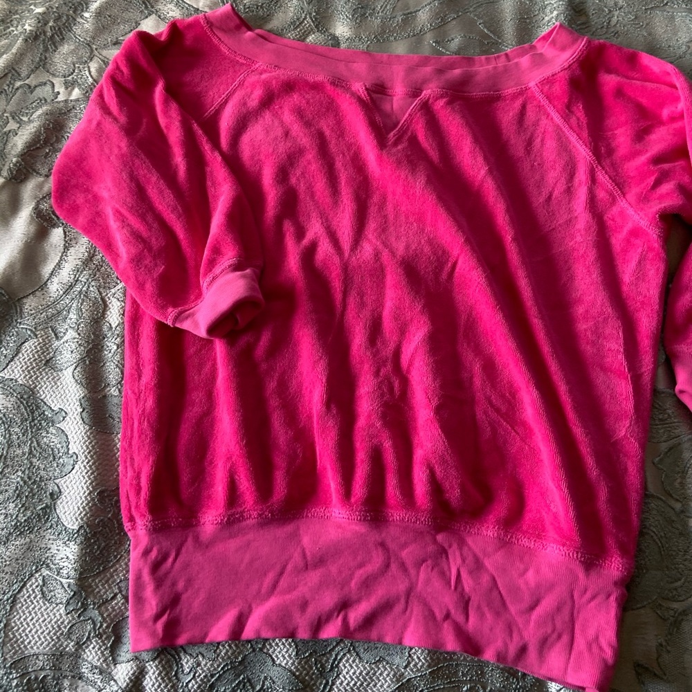 Juicy terry cloth off the shoulder shirt